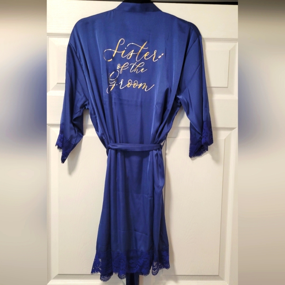 Navy Silk - Sister of the Groom Robe